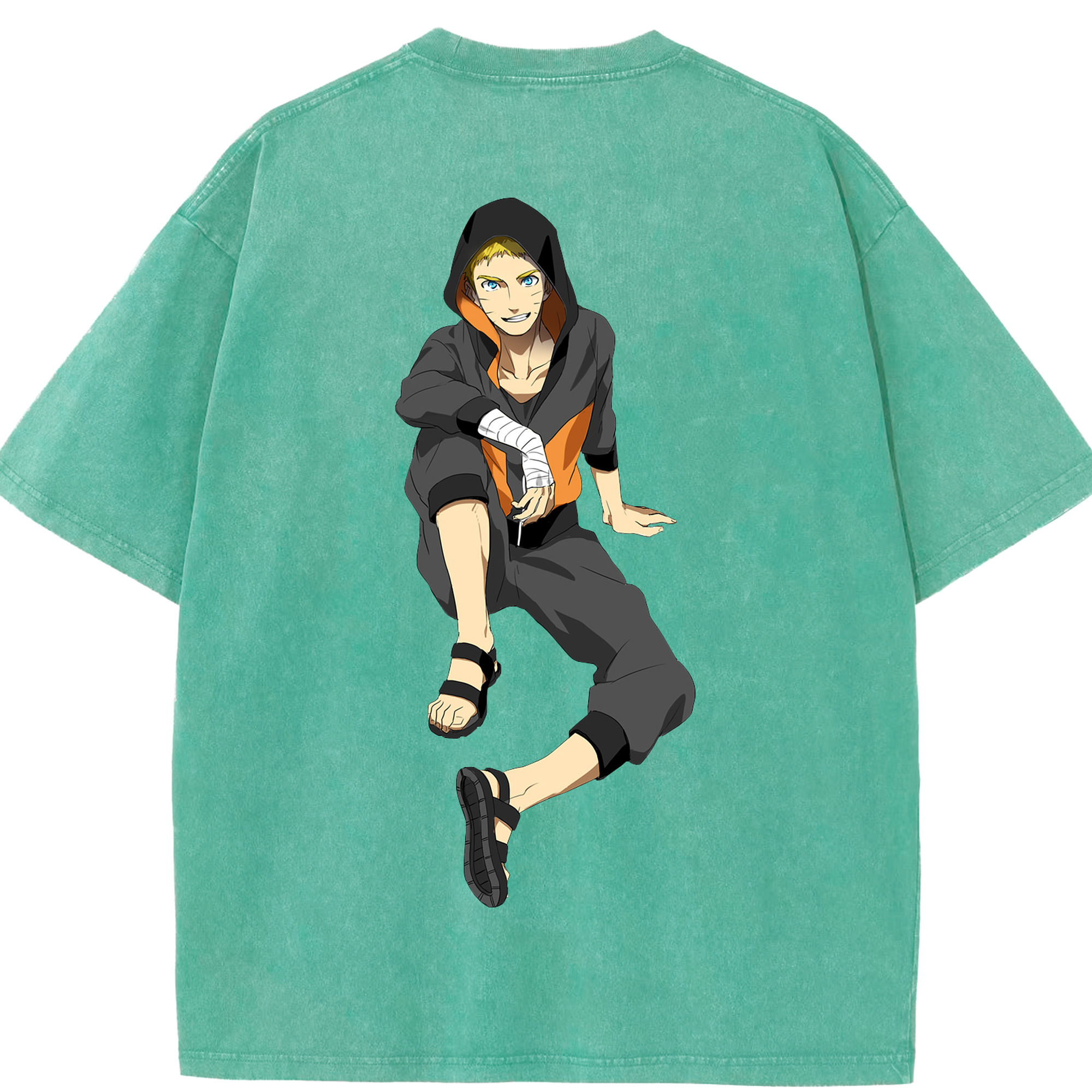 （画像用） NARUTO -ナルト- うずまき ナルト Uzumaki Naruto 綿100% ヴィンテージ風 半袖Tシャツ（背面プリント）